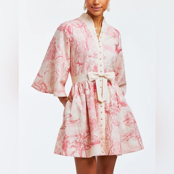 mestiza new york Dresses & Skirts - MESTIZA NEW YORK CARMEN MINI DRESS IN PINK & IVORY TROPICAL TOILE size 6